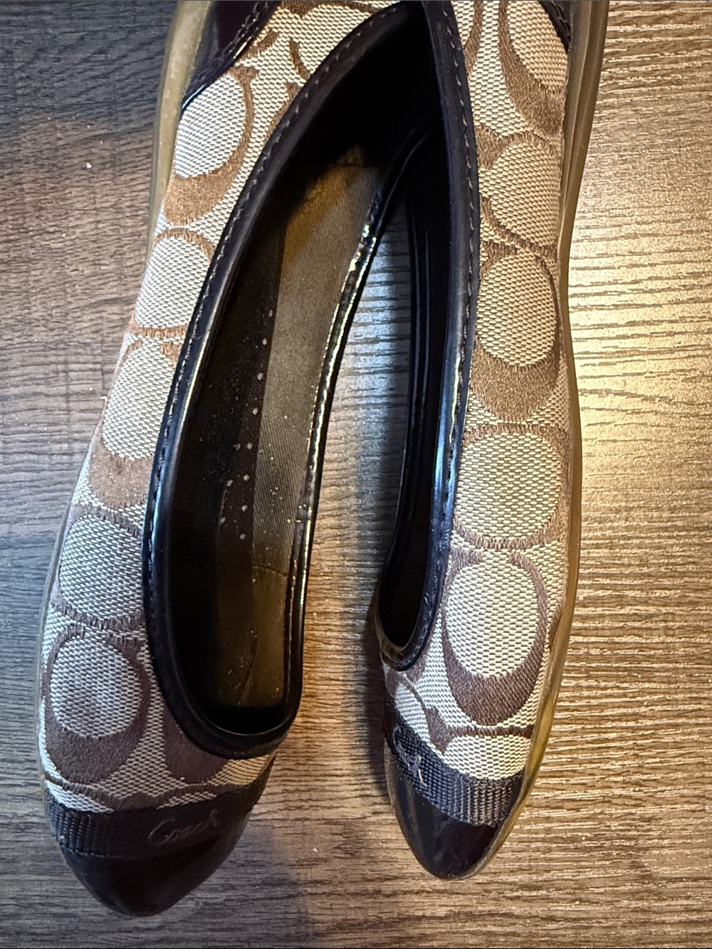 Coach Brown and Black Signature Canvas Ballet Flats - Picture 4 of 5